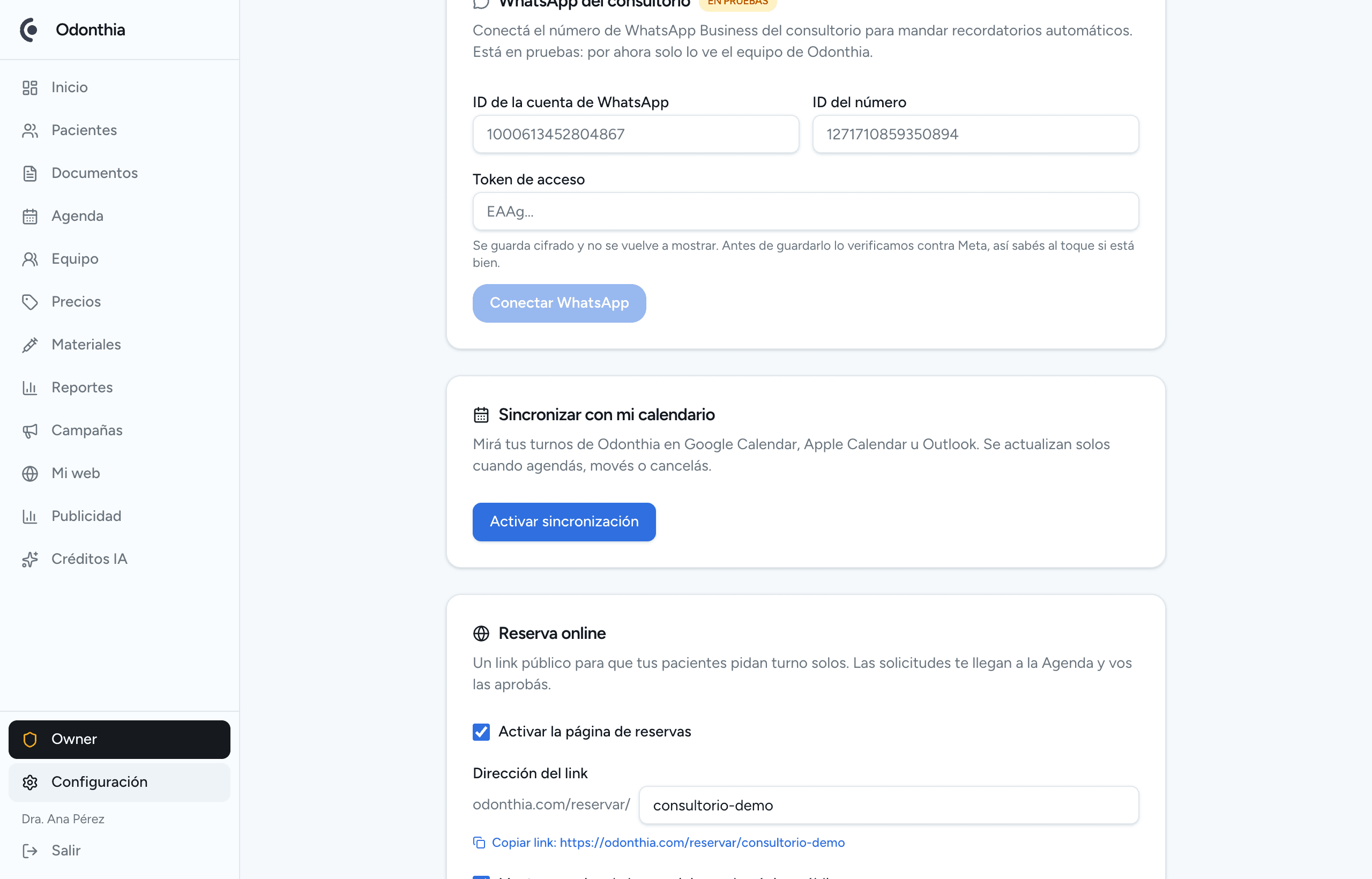 Sync con tu calendario en Odonthia